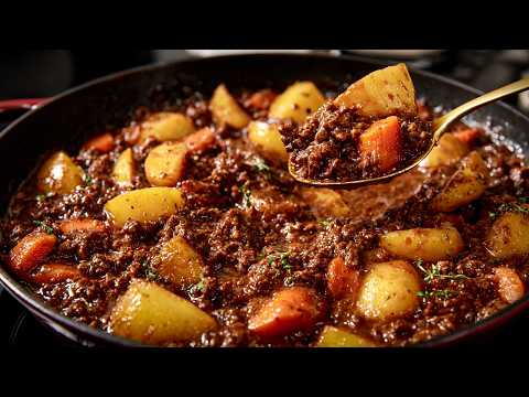 When I don't feel like cooking, my husband makes this! Quick & easy ground beef and potato dinner