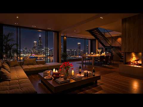 Late Night Jazz 🌃 Luxury Apartment in Chicago 🎷 Relaxing Jazz Saxophone Music for Deep Sleep & Focus