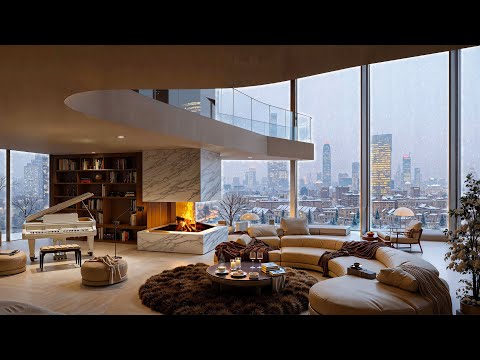 Luxury Winter Morning Jazz ☕ Cozy Apartment Ambience with Soft Piano Jazz for Relaxation
