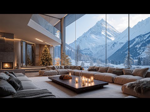 Soothing Jazz & Winter Mountain Luxury Apartment For Relaxation – Warm Jazz Background For Christmas