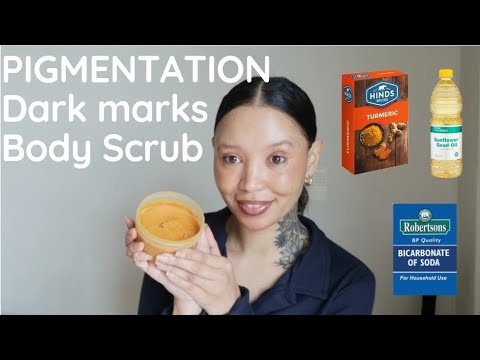 DIY Body scrub for Pigmentation, Dark marks & uneven skin | TURMERIC SCRUB 🎀