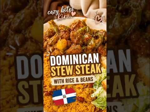 🇩🇴🎀 Dominican Stew Steak with Rice & Beans 🥩🍚 #cooking #asmr #food #dominicanrepublic #trending